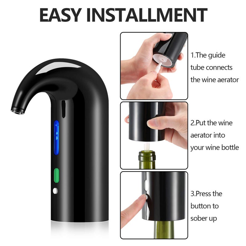 JIFAR Electric Wine Aerator & Automatic Wine Dispenser â€“ 1-Button Instant Aeration, Decanter Wine Pourer for Red & White Wine, USB Rechargeable Wine Accessories â€“ Best Wine Valentines Gift for Women & Men - Image 5